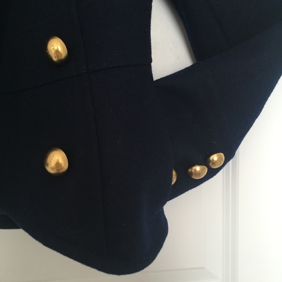 Guess Navy Coat with Gold Buttons and Velvet Dtls - Picture 3 of 7
